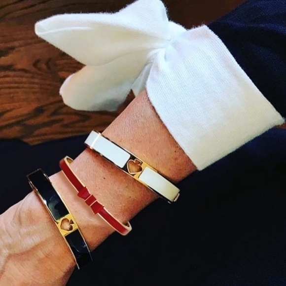 KATE SPADE • Red Take a Bow Bangle Stacking Layering Gold Bracelet - Picture 3 of 3